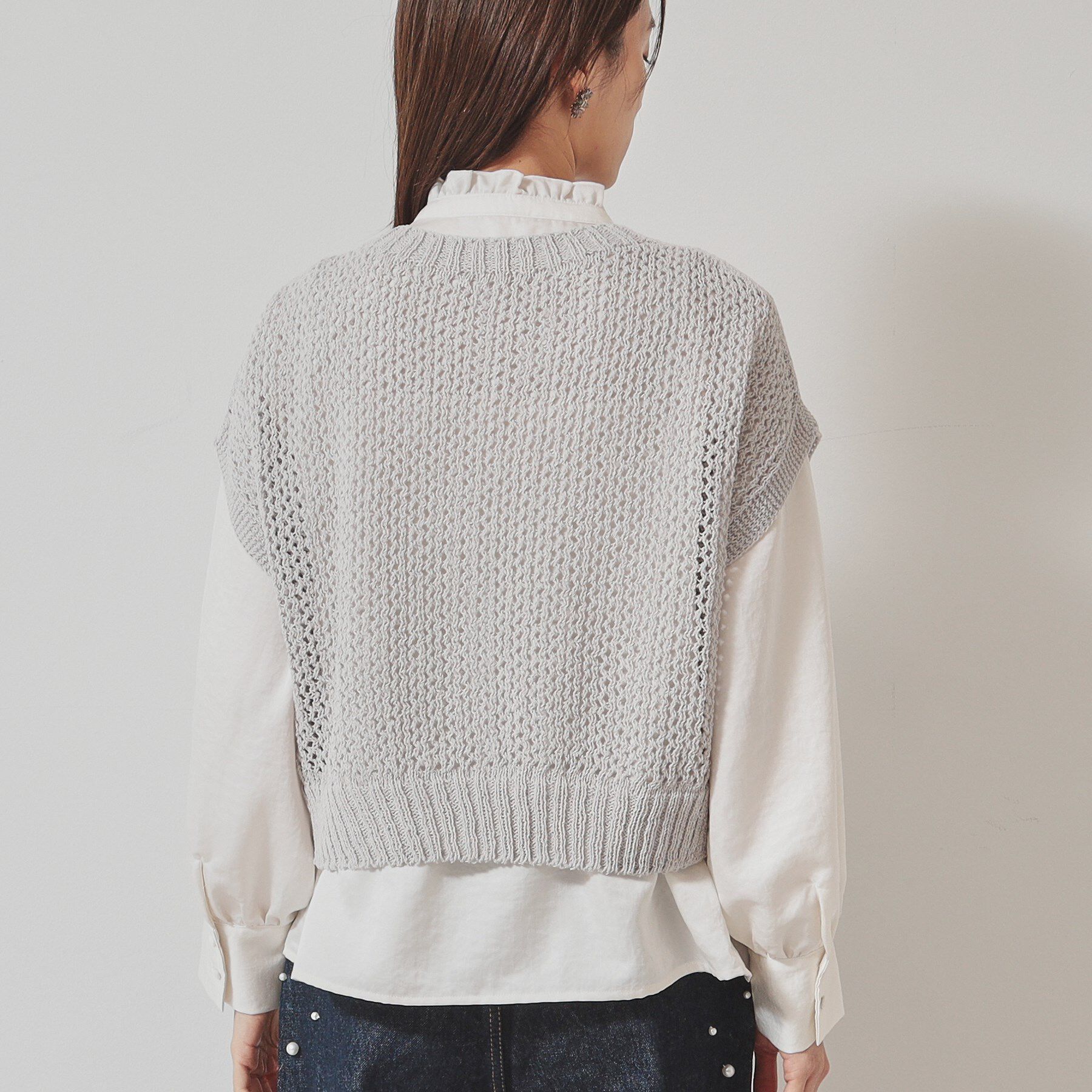 SunaUna「【洗える／メッシ編み】レイヤードニット」|ニット・セーター|