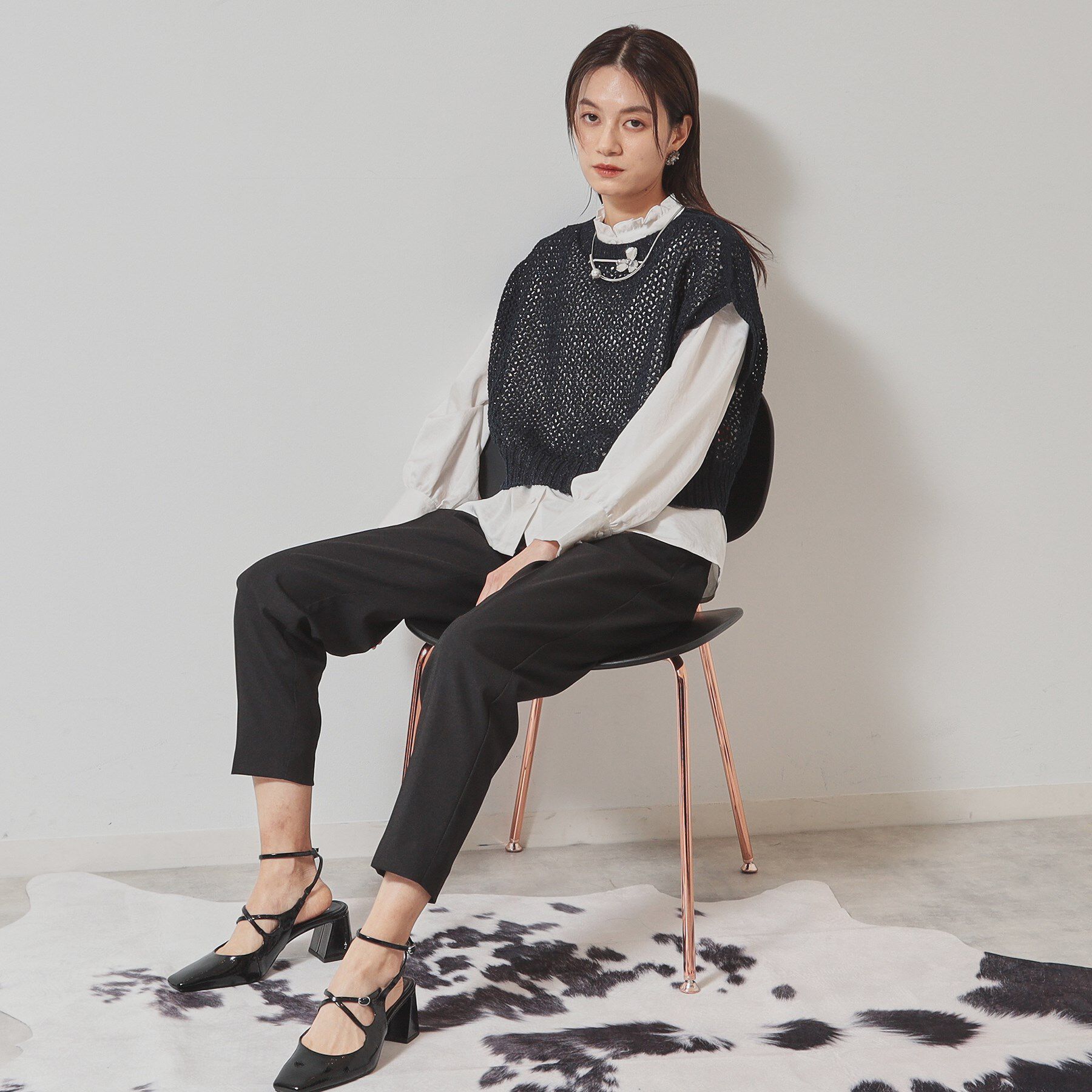 SunaUna「【洗える／メッシ編み】レイヤードニット」|ニット・セーター|