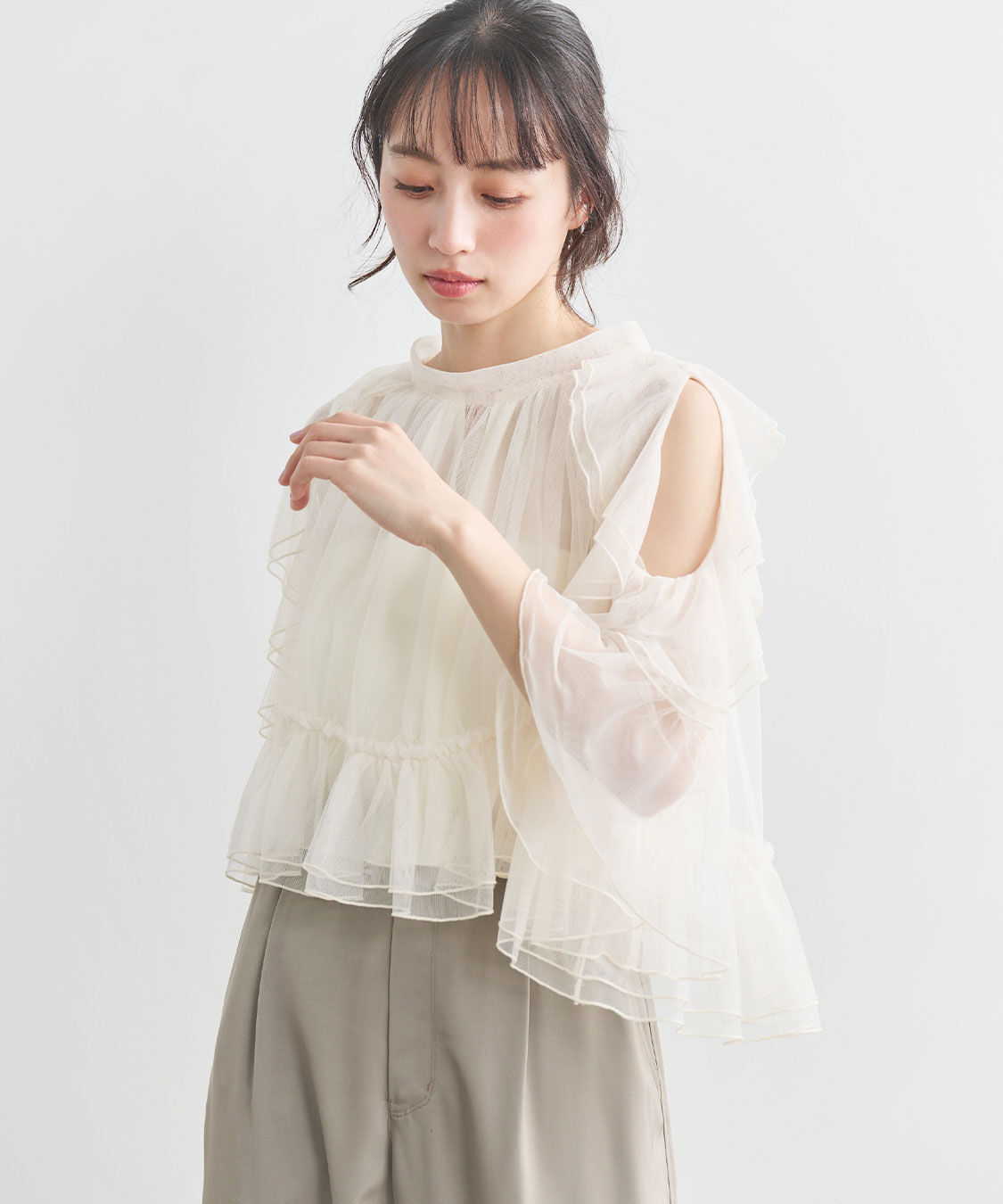 COCO DEAL「チュールギャザーブラウス」|シャツ・ブラウス|