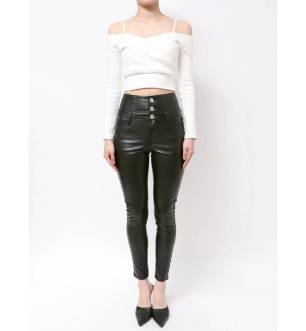 GYDA「ハイウエストBACKクロスフェイクレザーパンツ」|その他|