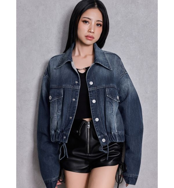 GYDA「reversible chain Symmetry GYDAショートデニムGジャン」|ブルゾン・スタジャン|ブルー