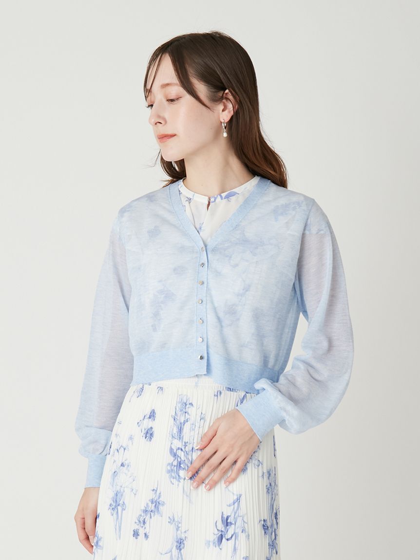 FRAY I.D「シアーVネッククロップドカーディガン」|カーディガン|