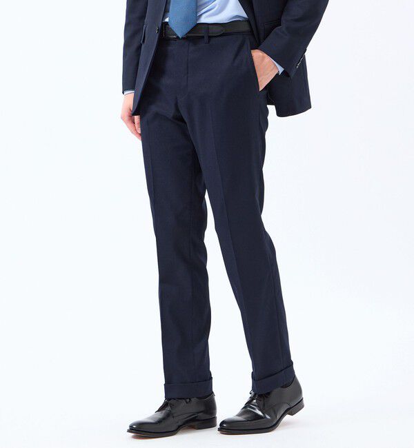 MACKINTOSH PHILOSOPHY「トロッター トラウザーズ #000（ナンバーゼロ）バーズアイストレッチ リサイクル」|スラックス|ネイビー