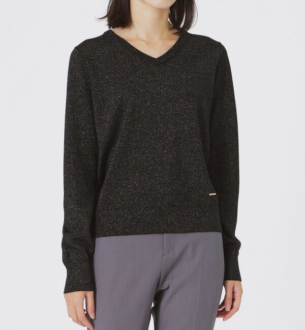  「ラメハイゲージVネック」|ニット・セーター|
