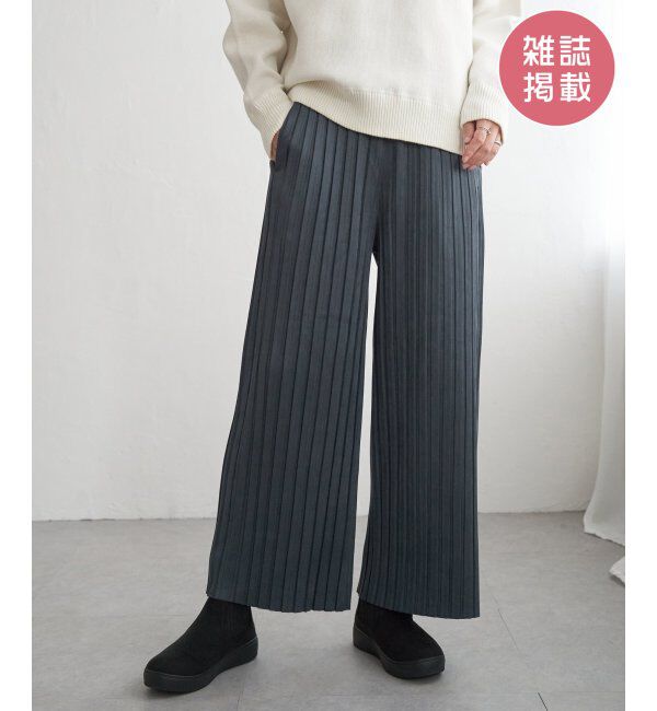 ikka「【親子コーデ】スエードライクプリーツワイドパンツ」|その他|ネイビーブルー