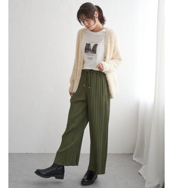 ikka「【親子コーデ】スエードライクプリーツワイドパンツ」|その他|