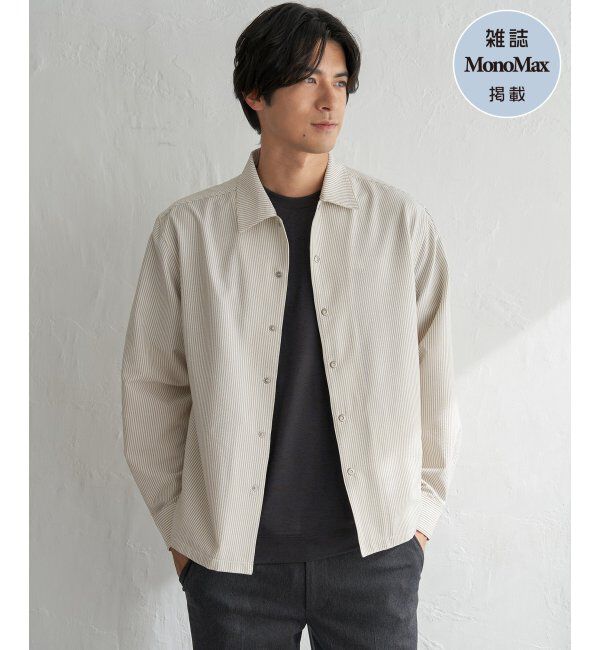 ikka「【雑誌MonoMax5月号掲載】イージケアサッカースナップシャウター「小泉孝太郎さん着用モデル」」|シャツ・ブラウス|ベージュ