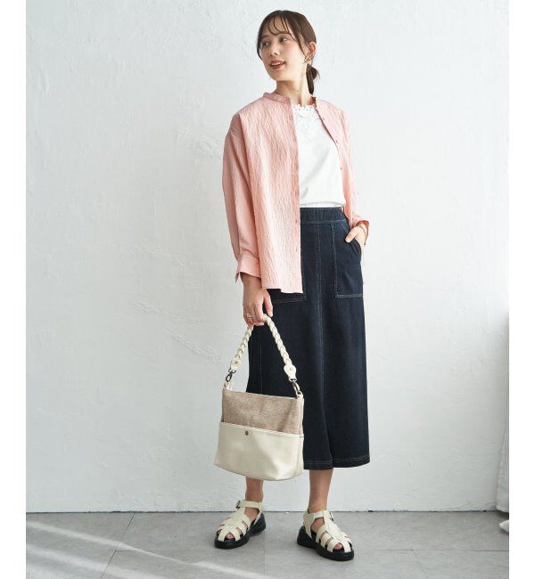 ikka「【雑誌InRed5月号掲載】冷感リネンバンドカラーシャツ」|シャツ・ブラウス|