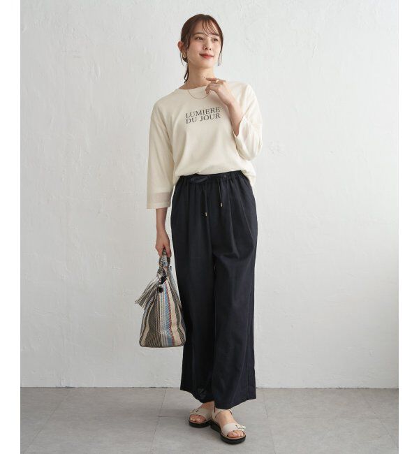 ikka「【雑誌InRed5月号掲載】シア－ロゴプリント 7分袖プルオーバーセット【2点セット】」|Tシャツ・カットソー|