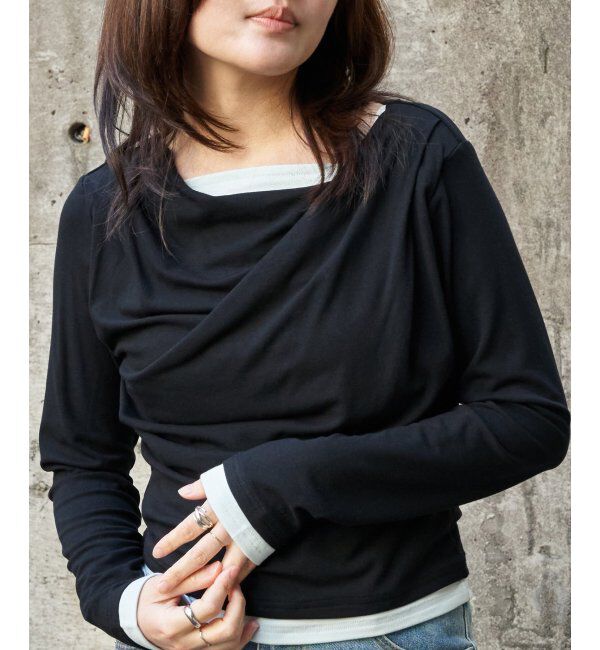 VENCE share style「レイヤードカシュクールプルオーバー」|その他|ブラック