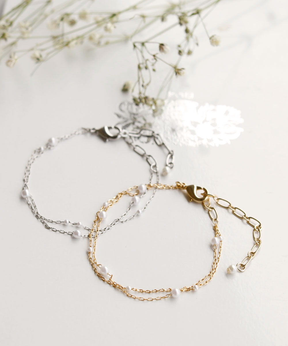 colleca la「粒パールとチェーンの2連ブレスレット」|ブレスレット・バングル|