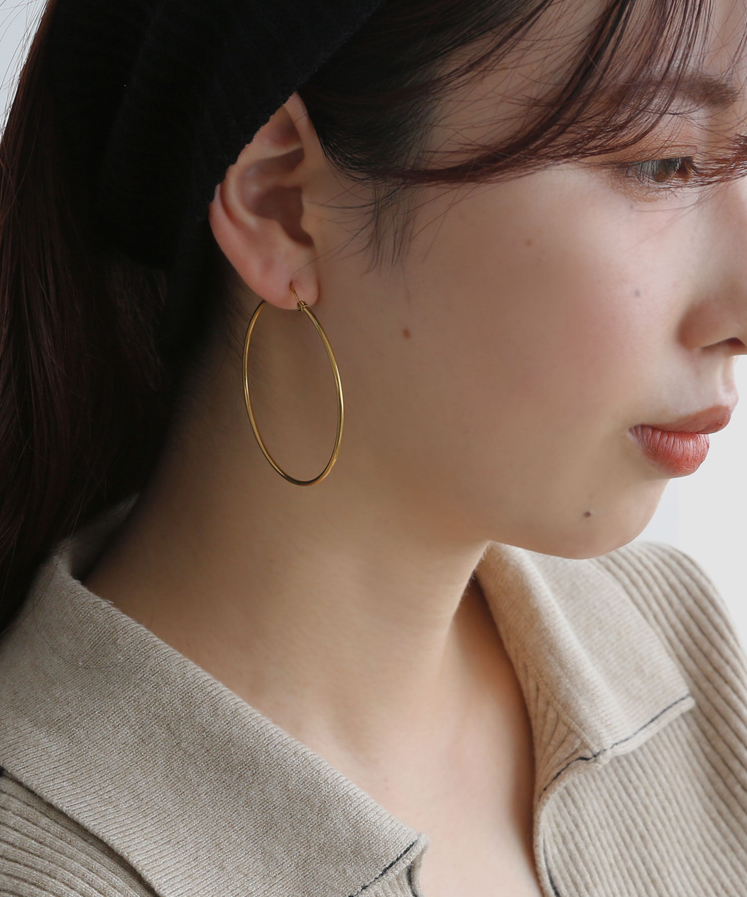  「[stainless]50mmスリムフープピアス〈金属アレルギー対応〉」|ピアス|