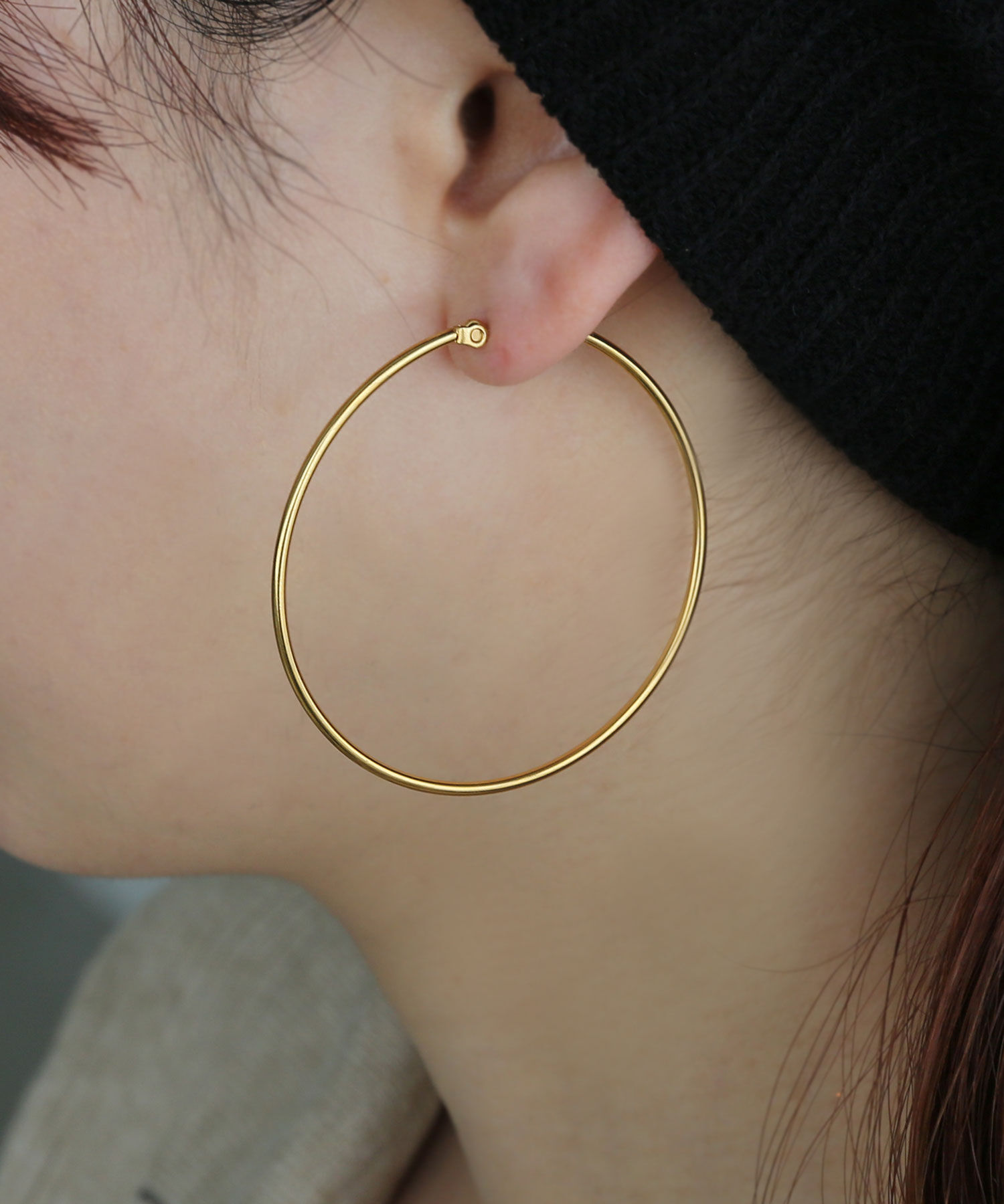  「[stainless]50mmスリムフープピアス〈金属アレルギー対応〉」|ピアス|