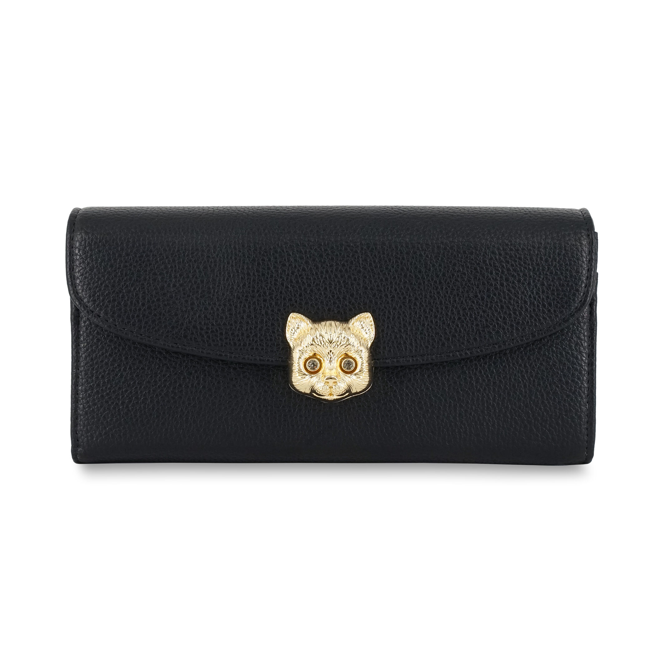 PAUL&JOE「かぶせ束入れ／３Ｄ　キャットフェイス／２６ＳＳ」|財布|ブラック