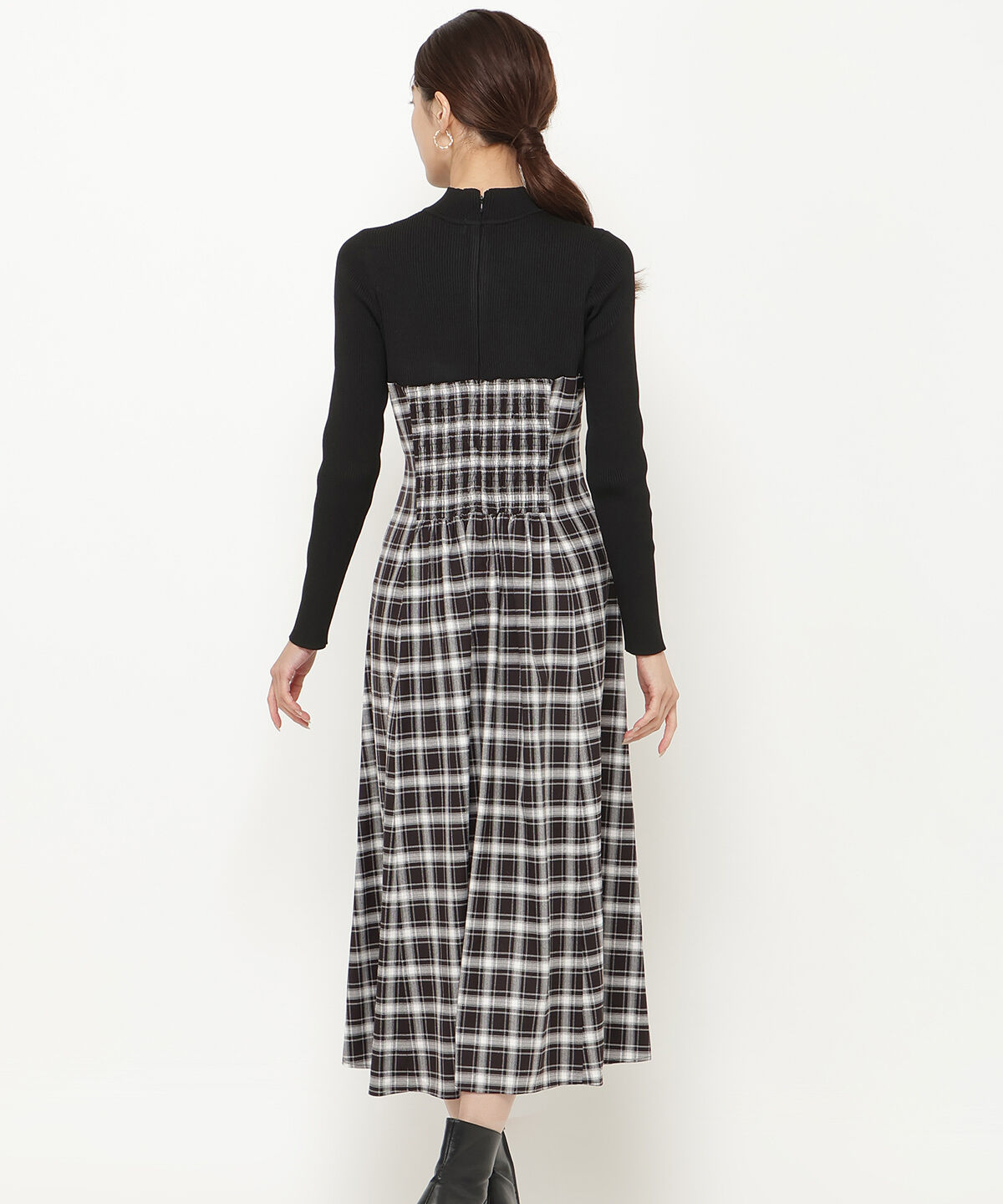 アンドクチュール「チェックリボン切替ワンピース」|ワンピース|