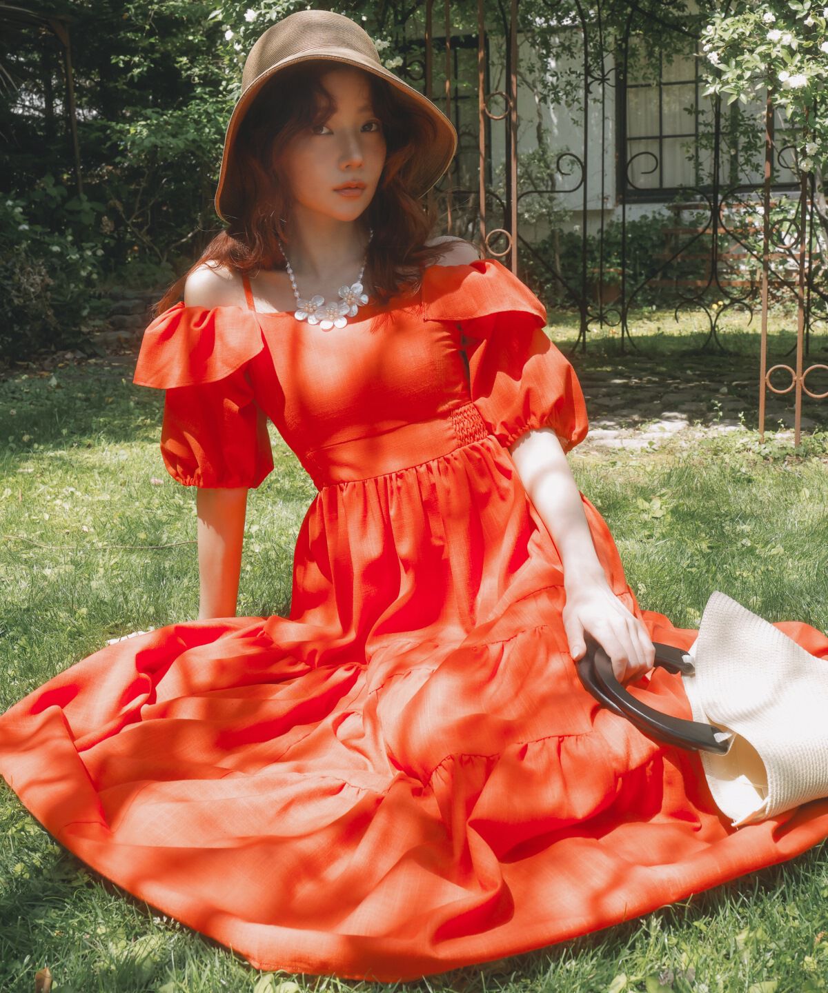 アンドクチュール「バックレースアップオフショルティアードワンピース」|ワンピース|