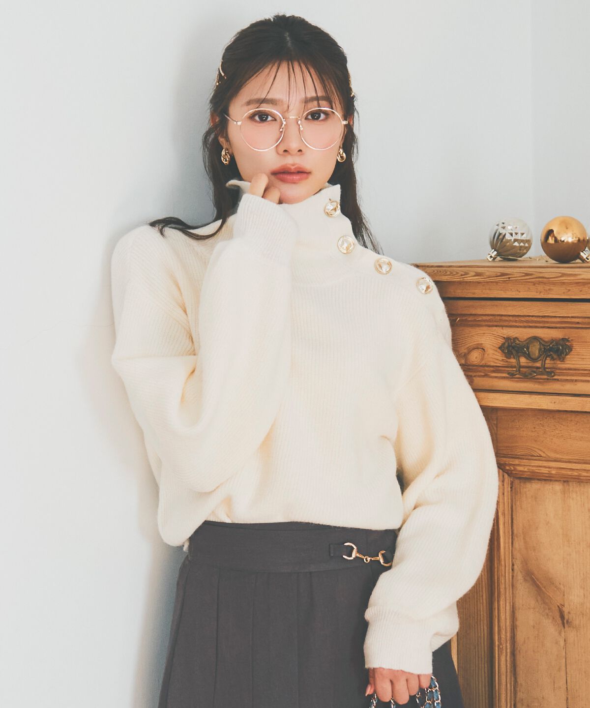 アンドクチュール「ショルダーボタンマルチウェイニットプルオーバー」|ニット・セーター|