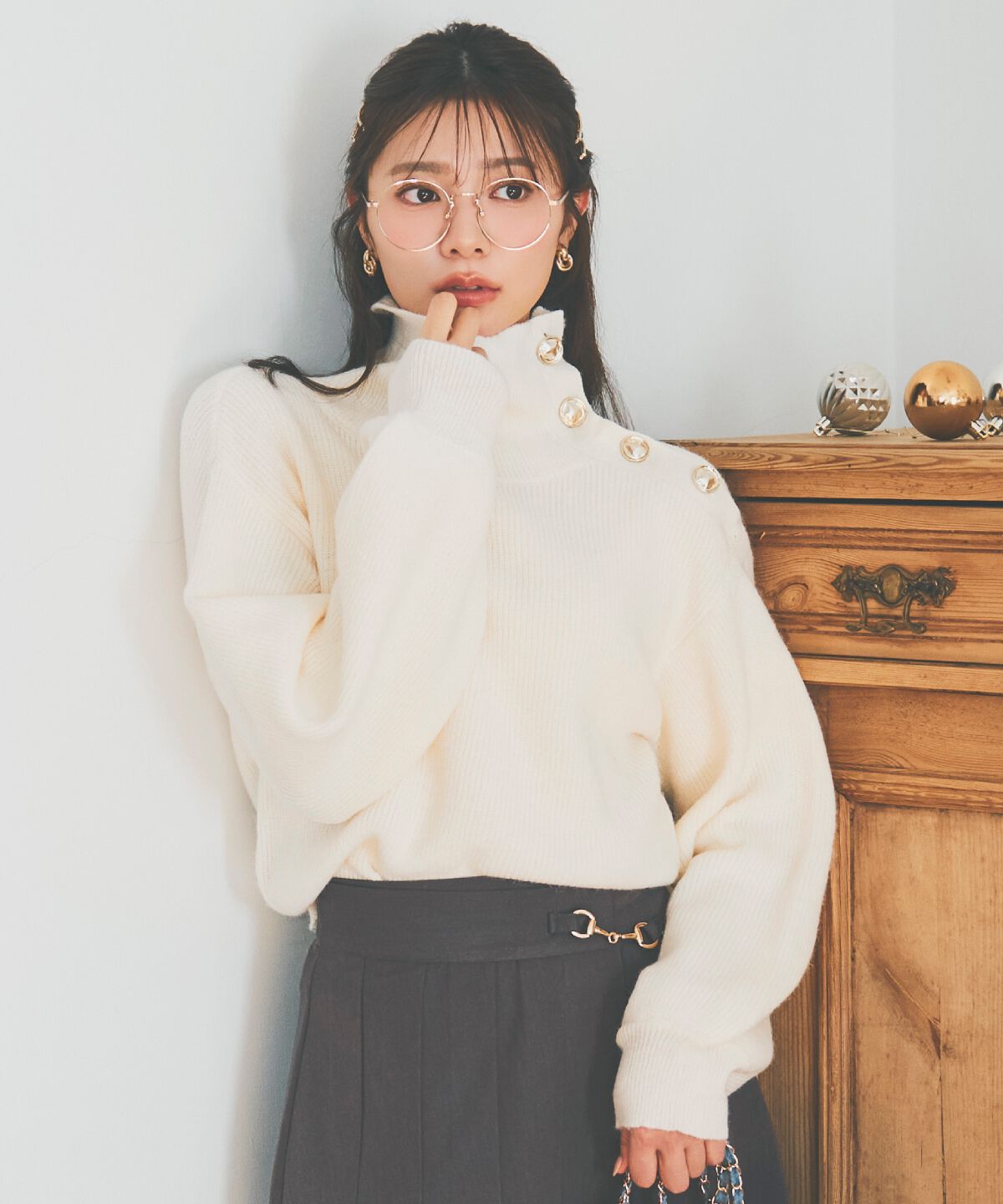 アンドクチュール「ショルダーボタンマルチウェイニットプルオーバー」|ニット・セーター|