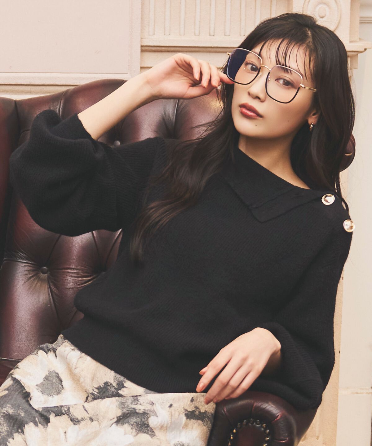 アンドクチュール「ショルダーボタンマルチウェイニットプルオーバー」|ニット・セーター|ブラック