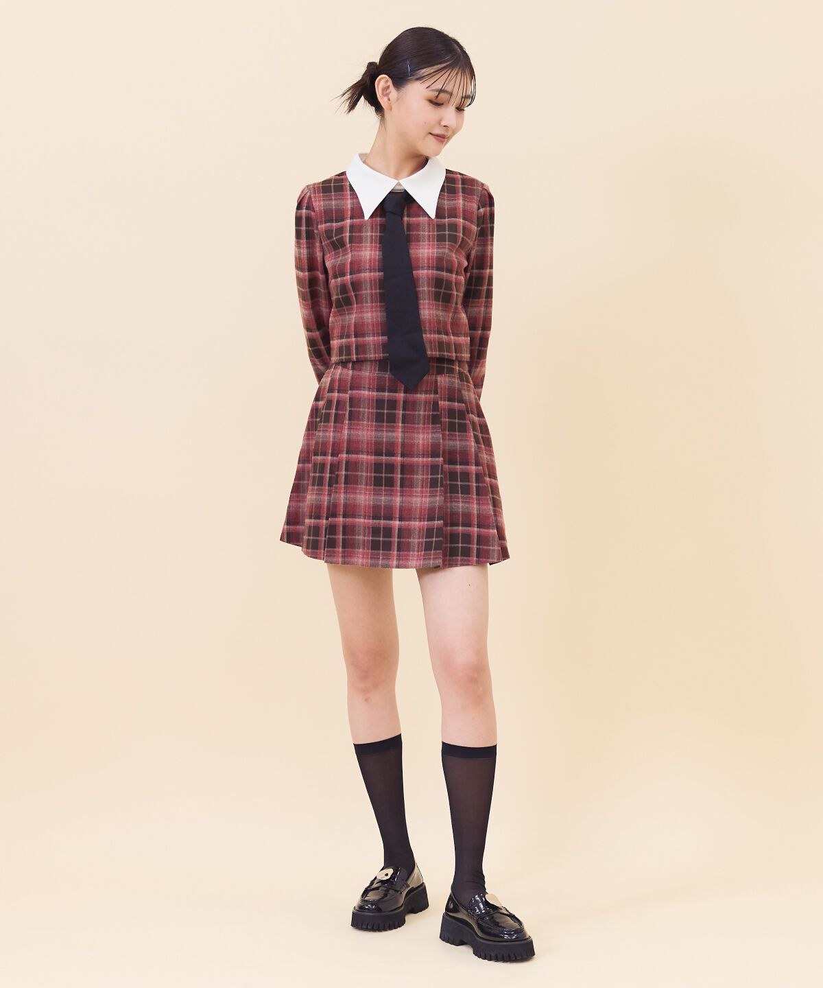 REDYAZEL「ネクタイチェックトップス」|シャツ・ブラウス|