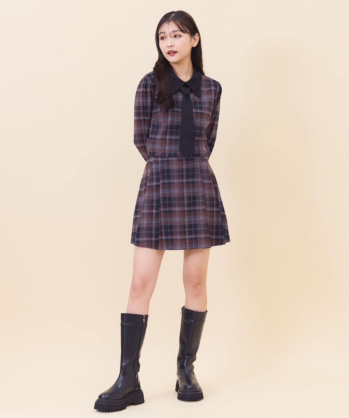 REDYAZEL「ネクタイチェックトップス」|シャツ・ブラウス|