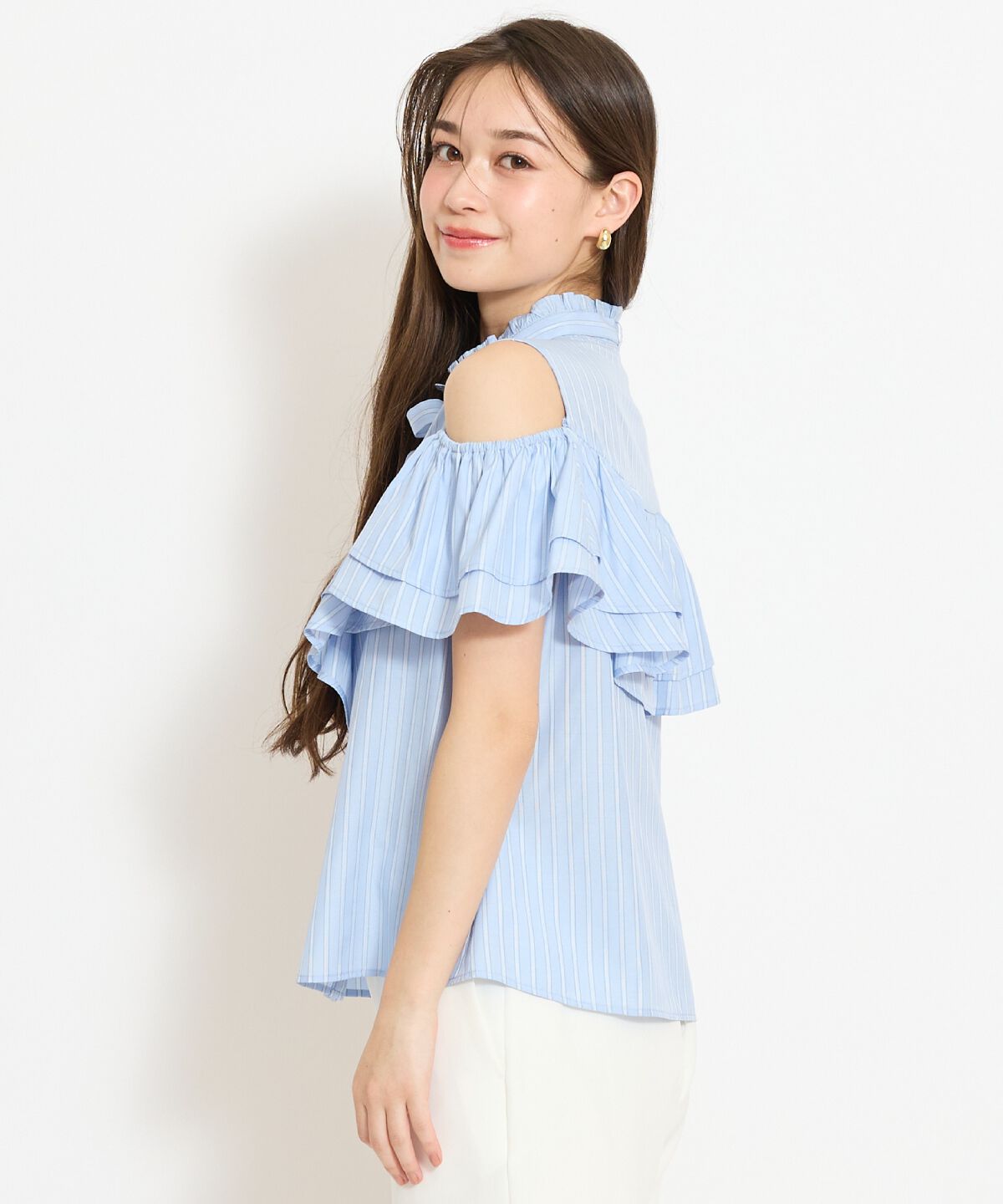 WILLSELECTION「スタンドフリル２WAYスリーブブラウス」|シャツ・ブラウス|