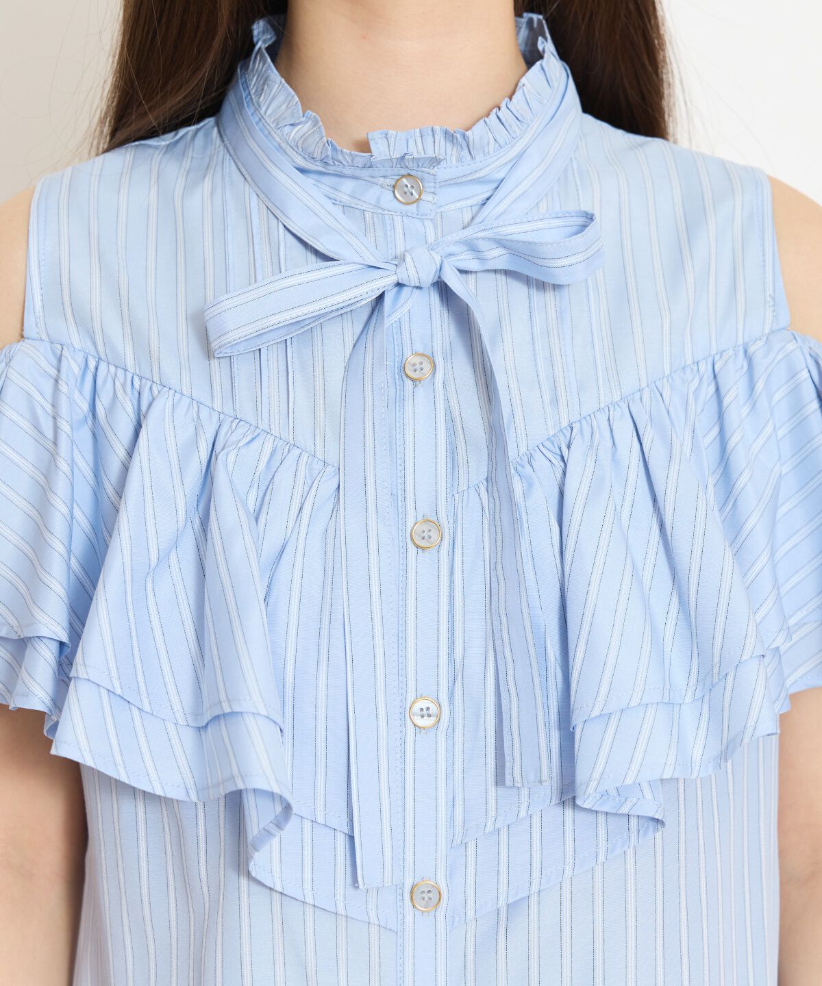 WILLSELECTION「スタンドフリル２WAYスリーブブラウス」|シャツ・ブラウス|