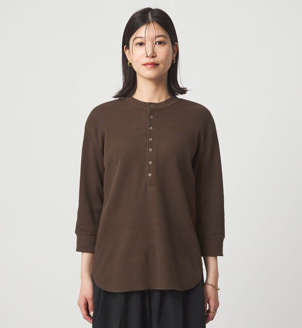 UNITED ARROWS green label relaxing「【WEB限定】＜at ease＞ワッフル ヘンリーネック 5分袖 カットソー」|Tシャツ・カットソー|