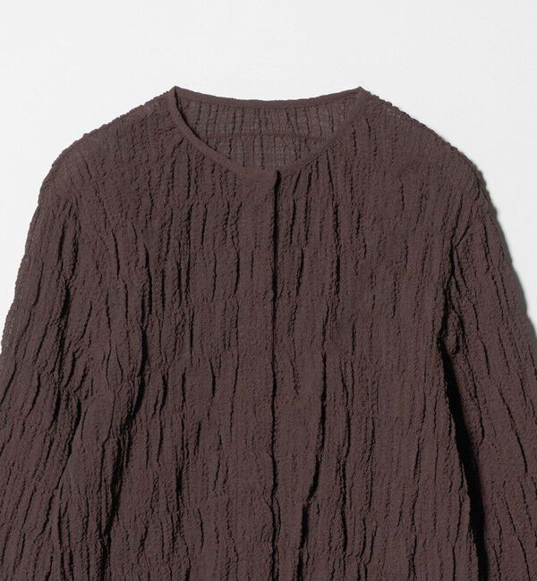 UNITED ARROWS green label relaxing「【WEB限定】＜at ease＞シアー サッカーライク クルーネック カーディガン」|カーディガン|