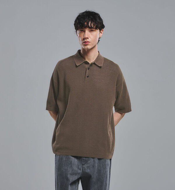 UNITED ARROWS green label relaxing「【別注】＜Healthknit＞ガーメントダイ ニット 半袖 ポロシャツ」|ポロシャツ|DK.BROWN
