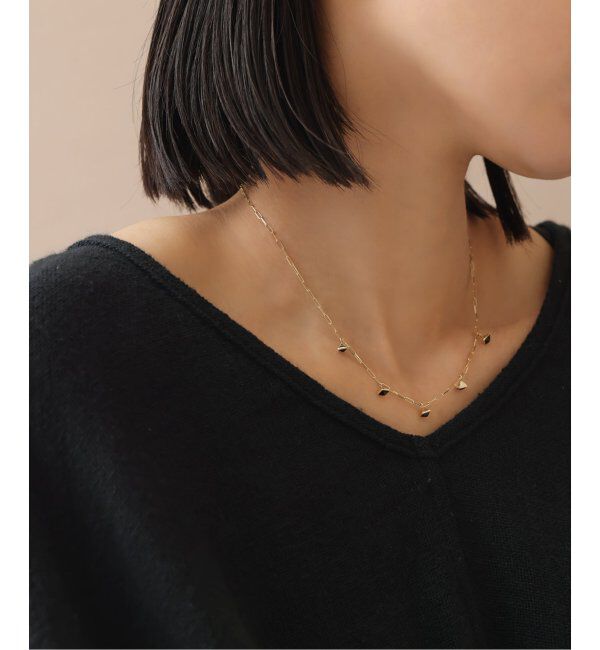 Lilas by Spick&Span「オニキスピラミッドモチーフ5ピースネックレス K10」|ネックレス|