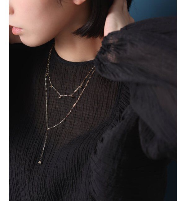 Lilas by Spick&Span「オニキスピラミッドモチーフ5ピースネックレス K10」|ネックレス|