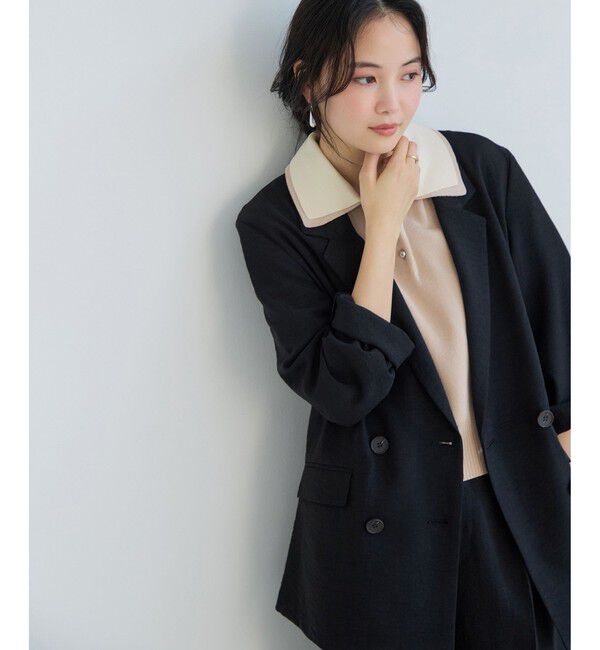 VIS「ダブルカラー半袖ポロニットトップス/イージーケア・WEB限定カラー」|ポロシャツ|