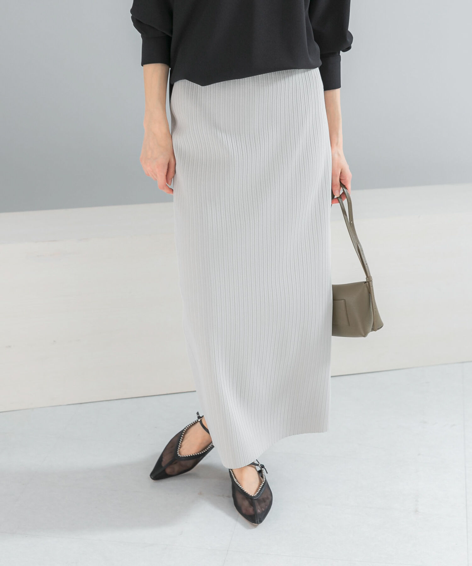 URBAN RESEARCH ROSSO「リブタイトストレートスカート」|スカート|ベージュ系その他