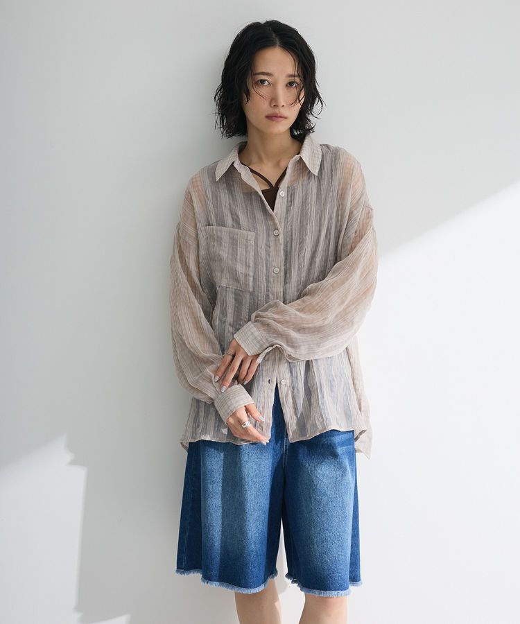 Green Parks「シアーワッシャーロングスリーブシャツ」|シャツ・ブラウス|Light Gray