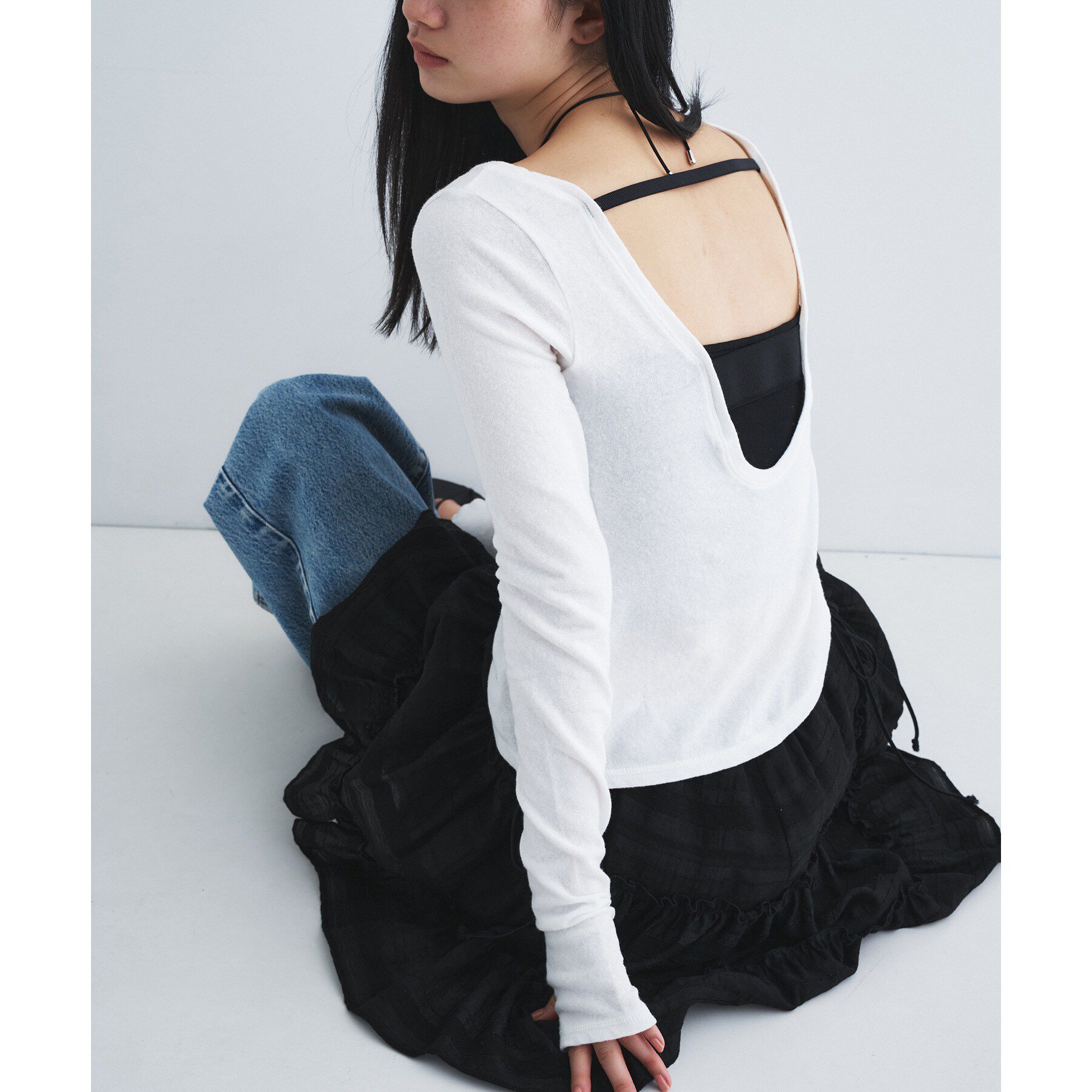CODE A「backline elastic pullover」|Tシャツ・カットソー|ホワイト(001)