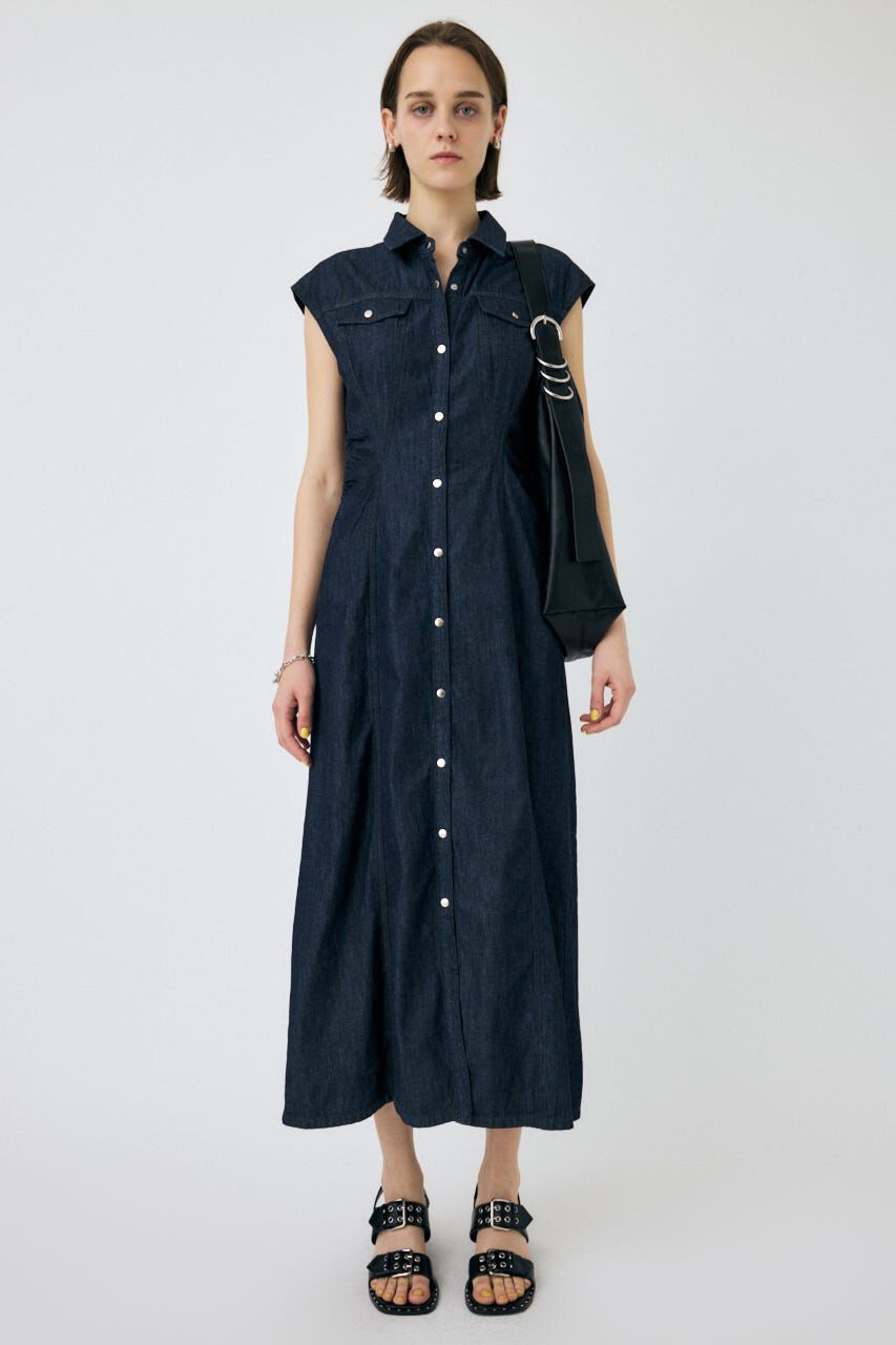 MOUSSY「CAP SLEEVE デニムドレス」|ワンピース|One Wash1