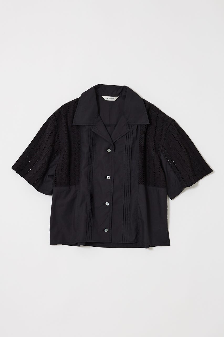 MOUSSY「LACE OPEN COLLAR シャツ」|シャツ・ブラウス|