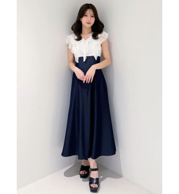 MERCURYDUO「2WAYラッフルブラウスドッキングワンピース」|ワンピース|