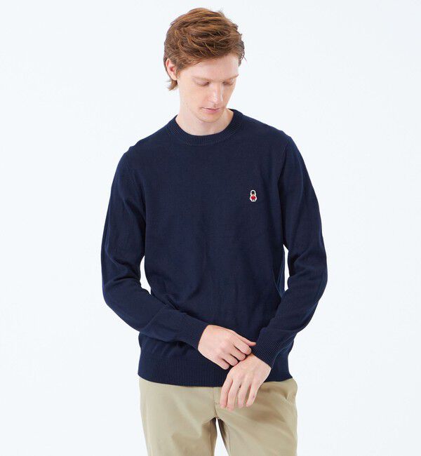 MACKINTOSH PHILOSOPHY「バッキンガムベア 綿ウール天竺 クルーネックプルオーバーニット」|ニット・セーター|ネイビー