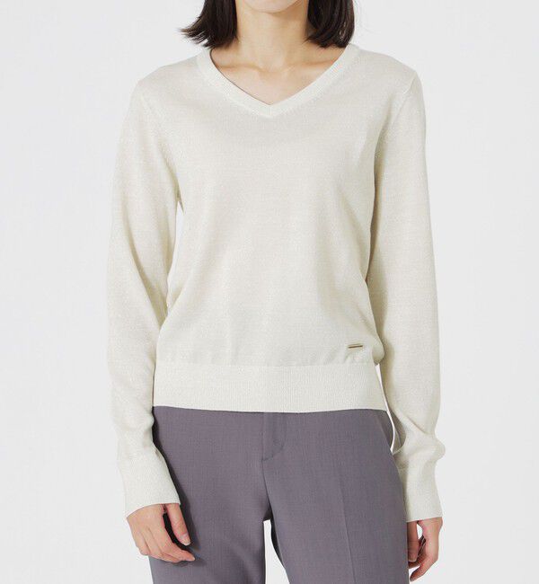  「ラメハイゲージVネック」|ニット・セーター|