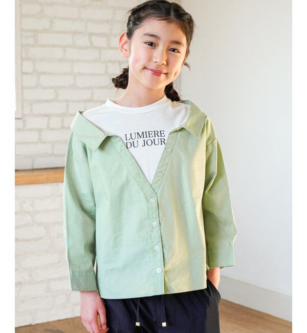 ikka kids「【親子コーデ】ロゴTドッキングドッキングブラウス（120~160cm）」|シャツ・ブラウス|