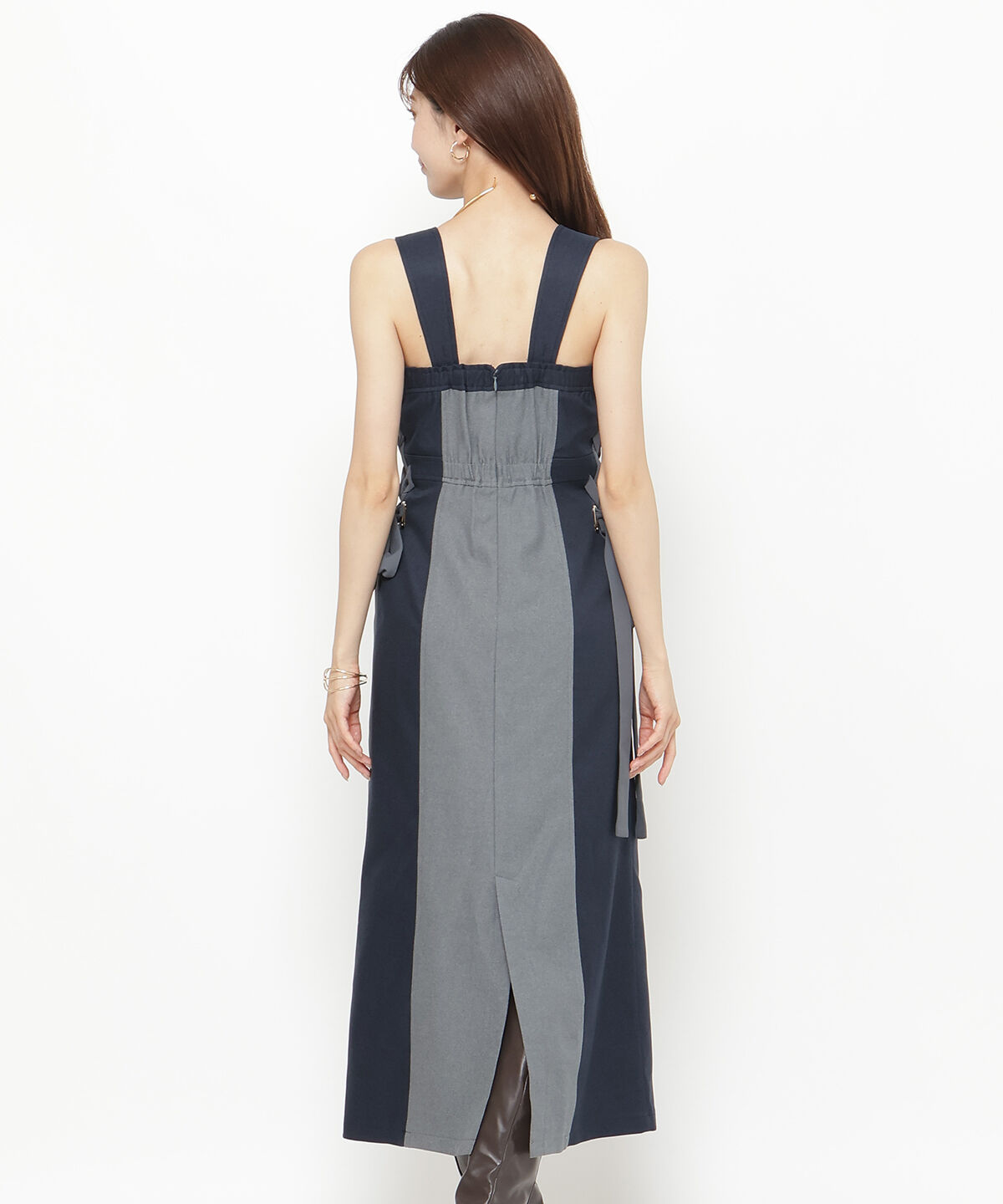 アンドクチュール「サイドリボン配色ジャンスカ」|ジャンパースカート|