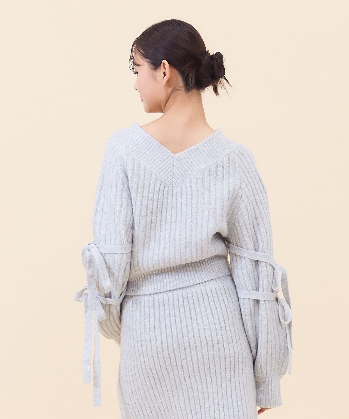 REDYAZEL「ラメスパンコールダブルリボンニット」|ニット・セーター|