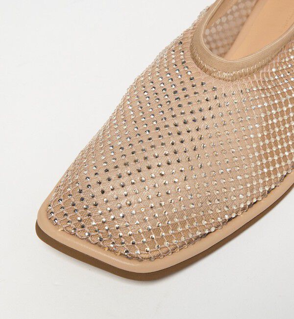 ODETTE E ODILE「スクエアビジューネット フラット10&uarr;」|パンプス|