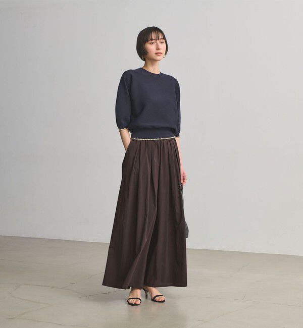 UNITED ARROWS「ギャザー フレア パンツ ‐はっ水 ウォッシャブル‐」|チノ|