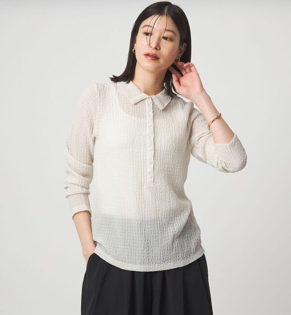 UNITED ARROWS green label relaxing「【WEB限定】＜at ease＞シアー サッカーライク エリツキ プルオーバー カットソー」|Tシャツ・カットソー|