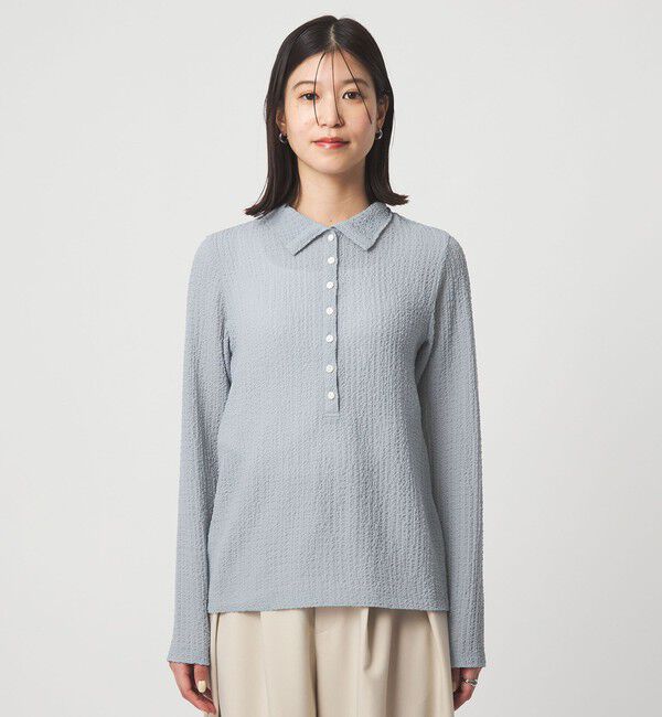 UNITED ARROWS green label relaxing「【WEB限定】＜at ease＞シアー サッカーライク エリツキ プルオーバー カットソー」|Tシャツ・カットソー|