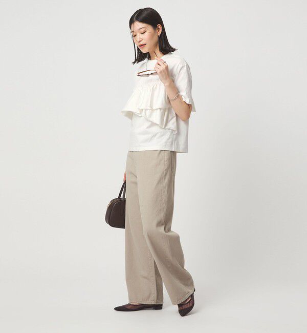 UNITED ARROWS green label relaxing「【WEB限定】＜at ease＞フリル カットソー 接触冷感 UVカット 遮熱」|Tシャツ・カットソー|