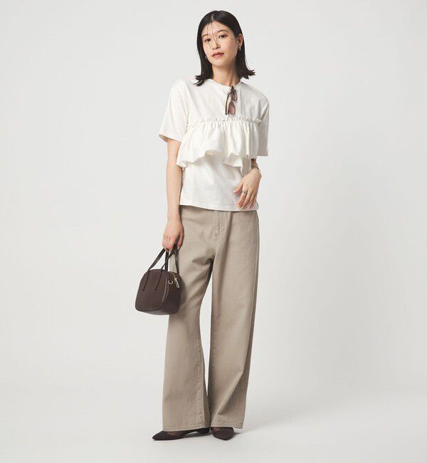 UNITED ARROWS green label relaxing「【WEB限定】＜at ease＞フリル カットソー 接触冷感 UVカット 遮熱」|Tシャツ・カットソー|